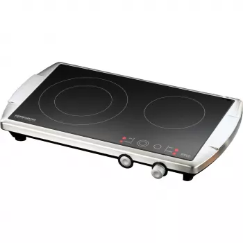 Plaque de cuisson double Rommelsbacher CERAN CT 3400/E, acier inoxydable/noir, 3400 W