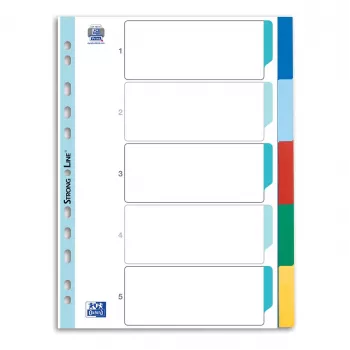 Oxford Intercalaires DIN A4 pleine page vierges assortis 5 parties