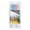 Ensemble de feutres pinceaux Tombow ABT-6P-2 - 6 couleurs - pointe fine et pointe pinceau - multicolore