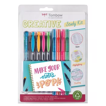 Kit d'étude créatif Tombow comprenant 4 stylos à bille Reporter et 4 surligneurs Mono Edge