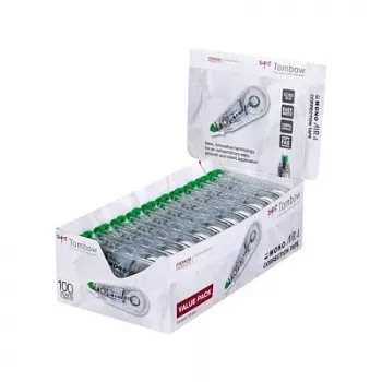 Rouleau correcteur Tombow CT-CA4-20 MONO CA - ruban blanc 10 m x 4,2 mm - distributeur vert/transparent - 20 pièces