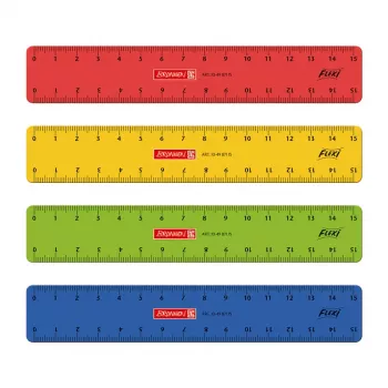 Règle BRUNNEN 15,0 cm assortiment de couleurs rouge jaune vert bleu