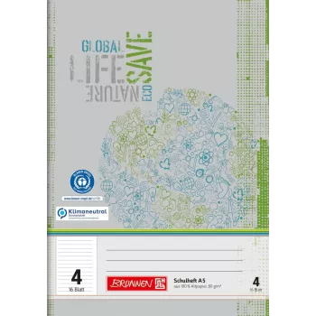 BRUNNEN cahier scolaire recyclé Lineatur 4 ligné sans marge