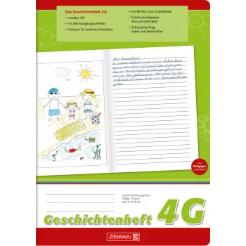BRUNNEN cahier d'histoires A4 Lineatur 4G 16 feuilles cahier d'exercices