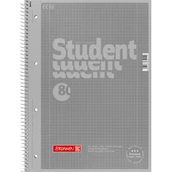 Bloc-notes Brunnen College Block A4 quadrillé Lin.28 80 feuilles 90 g Premium Silver 2 lignes de marge