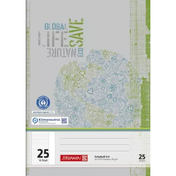 Cahier scolaire BRUNNEN A4 ligné 16 feuilles recyclé Ange Bleu