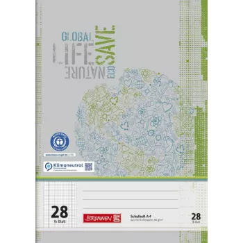 Cahier scolaire recyclé BRUNNEN A4 Lineatur 28 quadrillé, 16 feuilles