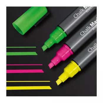 SIGEL set de marqueurs à la craie liquide à l'eau effaçables rose vert jaune lot de 3