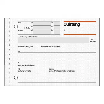 Sigel QU615 carnet de reçus, A6 paysage, 50 feuilles, vert
