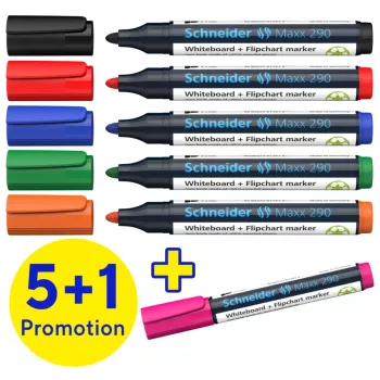 Schneider Maxx 290 Marqueur tableau blanc et paperboard, set de 6 couleurs assorties 2,0 - 3,0 mm