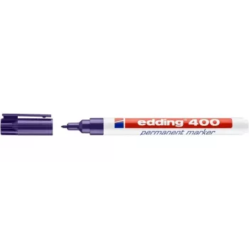 EDDING 400 Marqueur permanent violet pointe ronde 1 mm corps en plastique pour carton verre cuir métal plastique bois