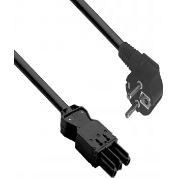 HELOS Câble de raccordement électrique compatible GST18 CEE 7/7 fiche coudée 90° mâle vers femelle 3,0 m noir