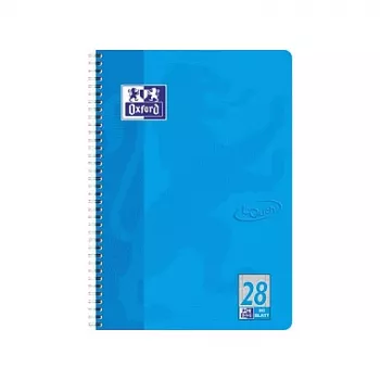 Bloc de cours Oxford College Block Touch A4+ quadrillé Sea Blue 80 feuilles 160 pages reliure à spirale micro-perforé 4 trous 90 g/m² Optik Paper certifié FSC