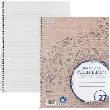 Bloc de collège Landré Recycling DIN A4 ligné 80 feuilles