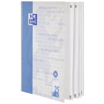 Bloc de collège Oxford A4+ 80 feuilles ligné 4 trous perforé blanc 90 g/m²