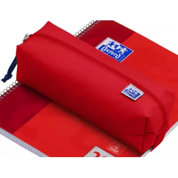 Trousse Oxford rectangulaire grande rouge en polyester recyclé