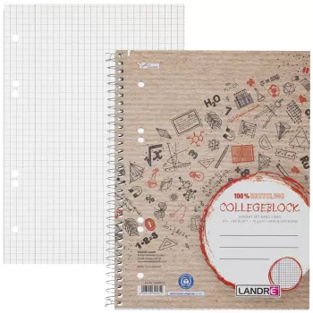 Bloc de collège Hamelin Landre A5 quadrillé 80 feuilles avec marge 4 trous perforé