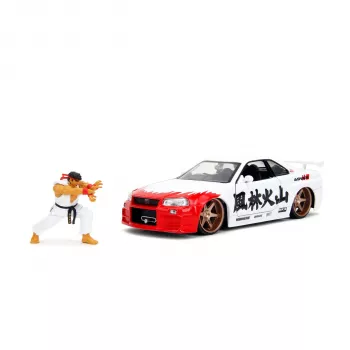 Jada Street Fighter Ryu Voiture miniature Nissan Skyline GTR 1:24 avec figurine