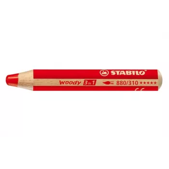STABILO Woody 3 in 1 crayon multifonction - rouge - certifié PEFC - mine 10 mm - à l'unité