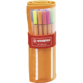 Ensemble de stylos fineliner STABILO point 88 - 20 couleurs assorties, 0,4 mm