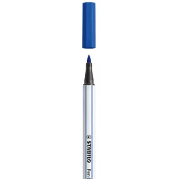 STABILO Pen 68 Brush - bleu - pointe pinceau - encre à base d'eau - hexagonal - 1 stylo