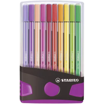 STABILO Pen 68 feutre - couleurs assorties - pack de 20