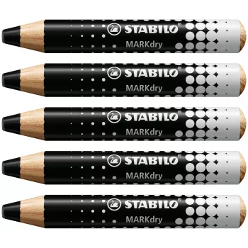 STABILO MARKdry marqueur effaçable à sec pour tableaux blancs noir pack de 5