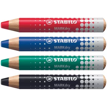STABILO MARKdry Lot de marqueurs pour tableau blanc 4 pièces en étui