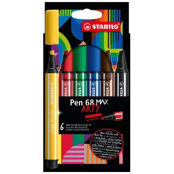 STABILO Pen 68 MAX pack de 6 Arty Edition feutres avec pointe biseautée