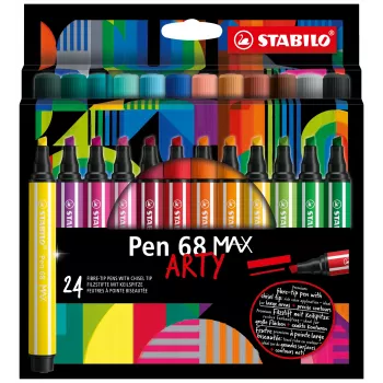 STABILO Pen 68 MAX étui de 24 ARTY feutres avec pointe biseautée