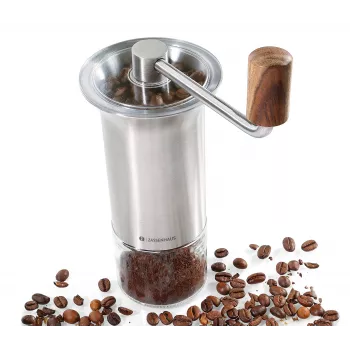 Moulin à café Zassenhaus BARISTA acier inoxydable / verre, moulin manuel à meules céramique