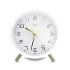 MEBUS 56973 Réveil à quartz blanc analogique à mouvement silencieux
