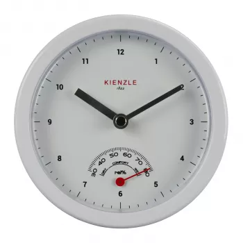 KIENZLE Mini horloge de salle de bain (14980) - blanche, analogique, quartz, à pile, fixation par ventouse, résistante aux éclaboussures