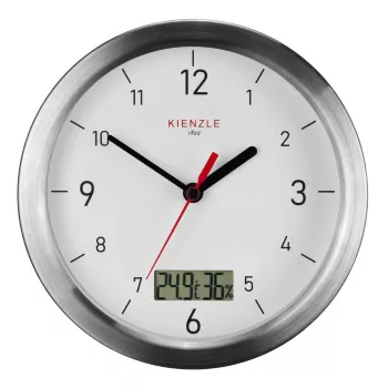 Horloge murale radio-pilotée DCF KIENZLE salle de bain blanche 170 mm