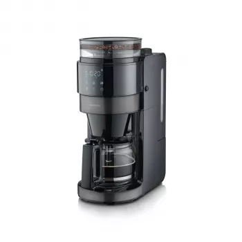 Cafetière à filtre SEVERIN KA 4830 avec broyeur et carafe en verre, 10 tasses, 1000 W, noir/acier inoxydable