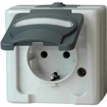 HEINRICH KOPP prise Schuko 1 poste en saillie pièce humide IP44 gris 16A 250V (103356006)