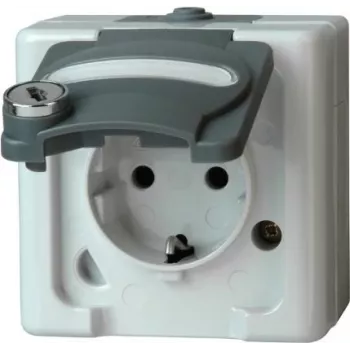 HEINRICH KOPP prise en saillie 1 poste pour extérieur avec verrou de sécurité, IP44, gris (103456009)
