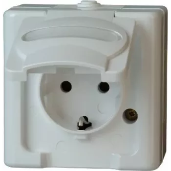 HEINRICH KOPP prise Schuko 1 poste en saillie pièce humide IP44 blanc arctique 16A 250V (103302007)