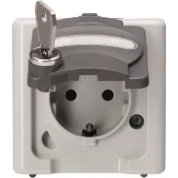 HEINRICH KOPP prise Schuko 1 poste avec verrou de sécurité, en saillie, pièce humide BLUE ELECTRIC gris (103656005)