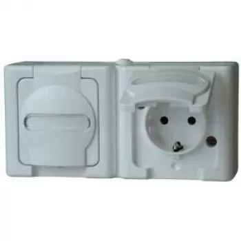 HEINRICH KOPP BLUE ELECTRIC combinaison en saillie interrupteur et prise Schuko, IP44, blanc arctique, 250V, 16A (131202003)
