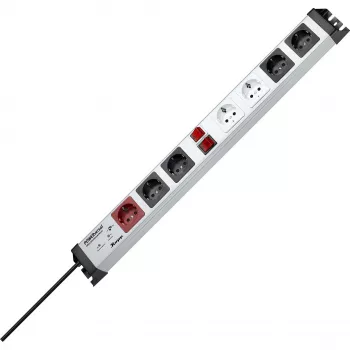 Heinrich Kopp POWERversal multiprise avec 7 prises secteur, type F, IP20, 3600 W, noir/gris/rouge/blanc, câble 1,4 m