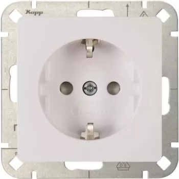 Prise Schuko Heinrich Kopp HK05 avec protection accrue contre les contacts, blanc polaire (RAL 9010), encastrée