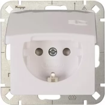 Heinrich Kopp HK05 prise Schuko avec protection contre les contacts renforcée, blanc pur (RAL 9010), encastrée, 16A 250V