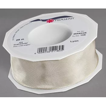 C.E. Pattberg ruban cadeau LYON brillant crème 40,0 mm x 25,0 m