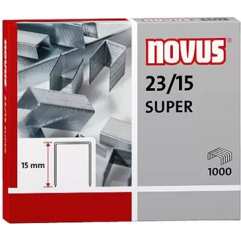 Novus Dahle Novus 23/15 SUPER pack d'agrafes - 1,5 cm - 1000 agrafes - acier - acier inoxydable