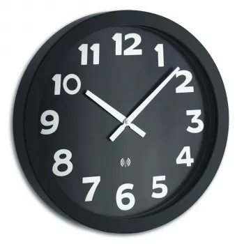 TFA 60.3506 horloge murale - quartz - ronde - noir - blanc - verre - métal