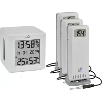 Kit de démarrage TFA .me passerelle WLAN ID-01 avec 3 émetteurs ID-A3 thermomètre sans fil numérique (35.8104.02)