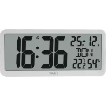 TFA 60.4525.02 horloge radio-pilotée numérique blanche avec affichage du climat intérieur