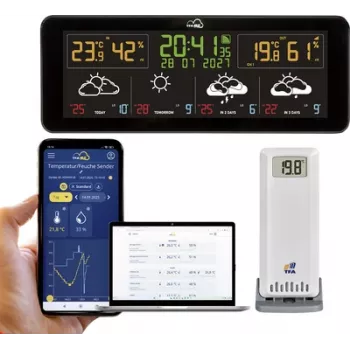 TFA TFA.me ID-07 35.8107.01 station météo sans fil WLAN avec prévisions à 4 jours, compatible jusqu'à 50 capteurs