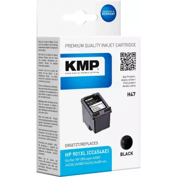 KMP H47 - 14 ml - noir - compatible - cartouche d'encre (alternative à : HP 901XL, HP CC654AE) - pour HP Officejet 4500, 4500 G510, J4524, J4540, J4550, J4585, J4624, J4640, J4660, J4680